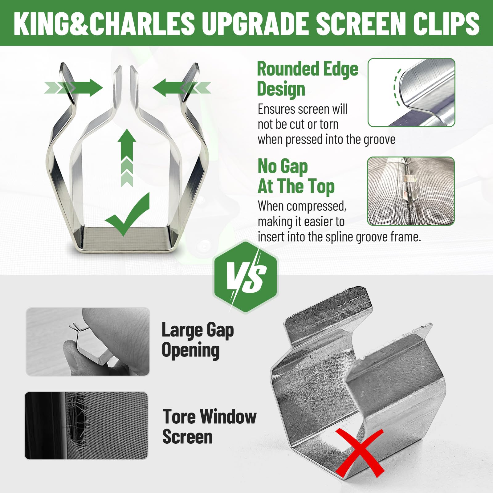King&Charles screen mesh 18x16 weave for clear visibility and insect protection.