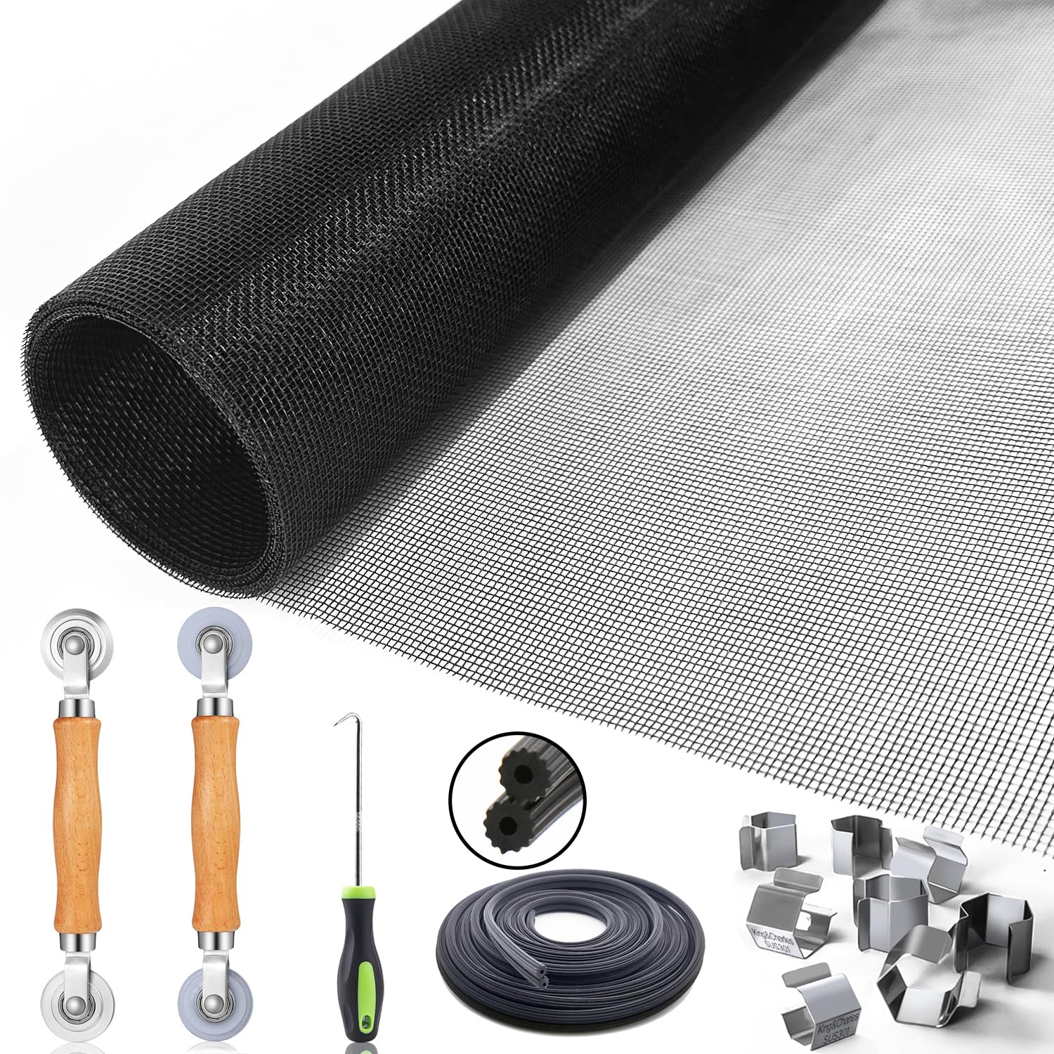 King&Charles window screen kit assembly for easy DIY repairs.
