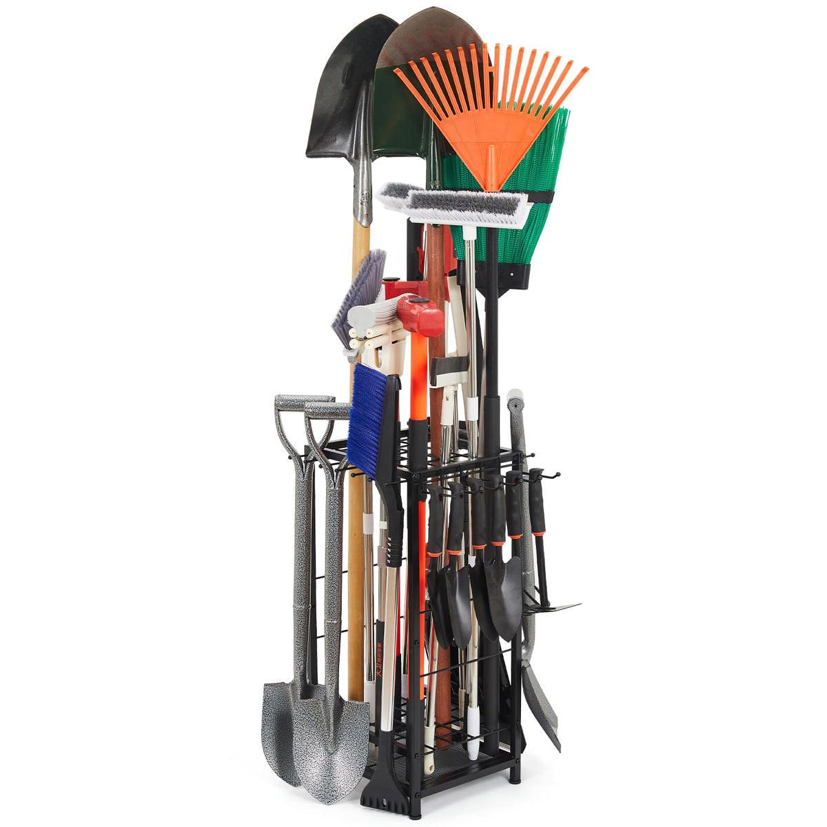 Kingarage corner tool organizer shows 50-tool capacity for organized garage storage.
