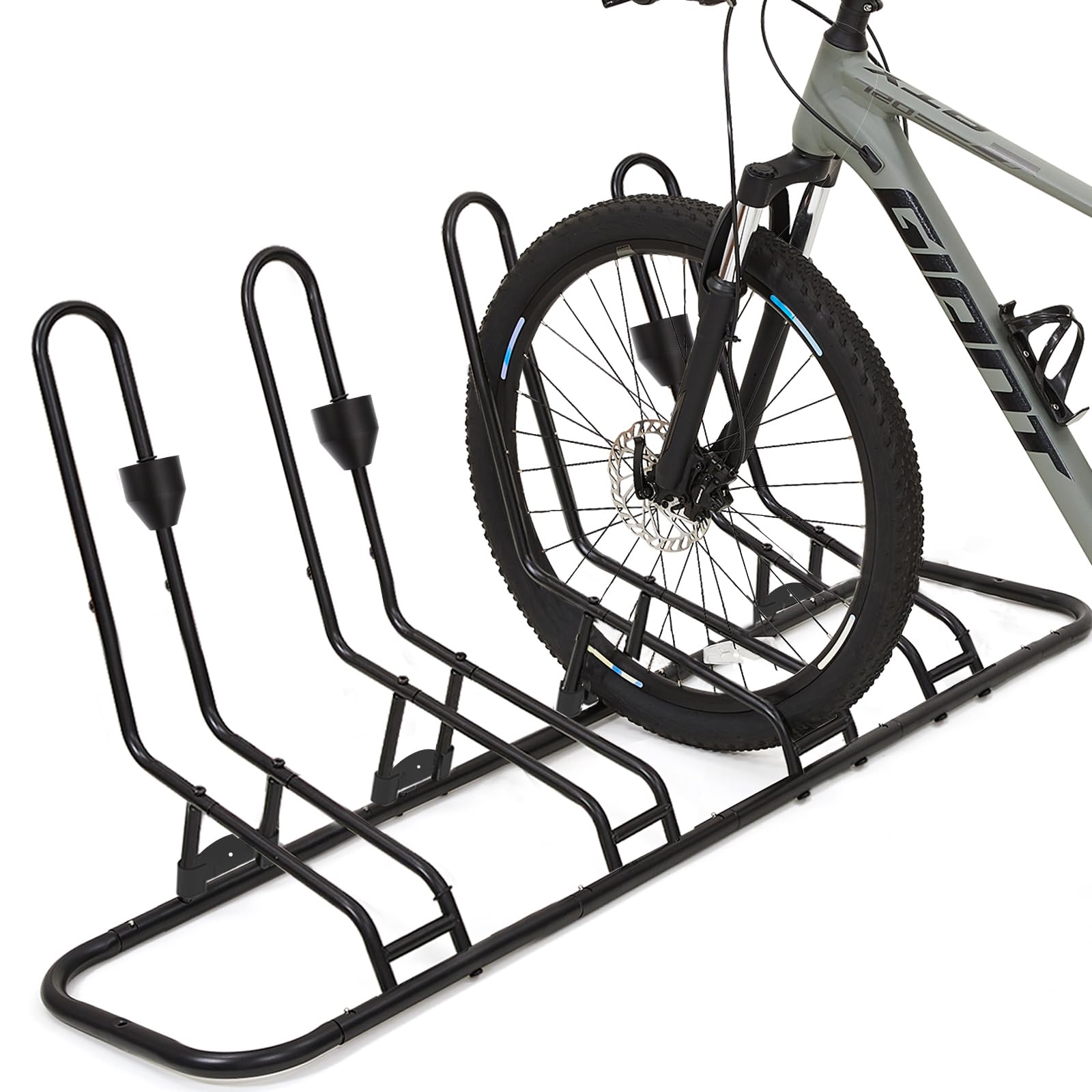 Kingarage four-bike rack front view demonstrates stable, space-saving storage for indoor use.