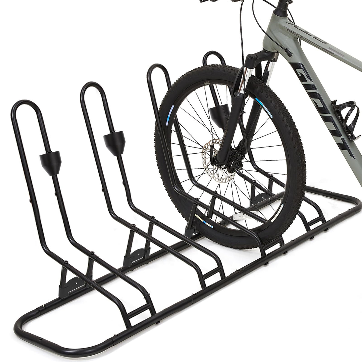 Kingarage four-bike rack front view demonstrates stable, space-saving storage for indoor use.