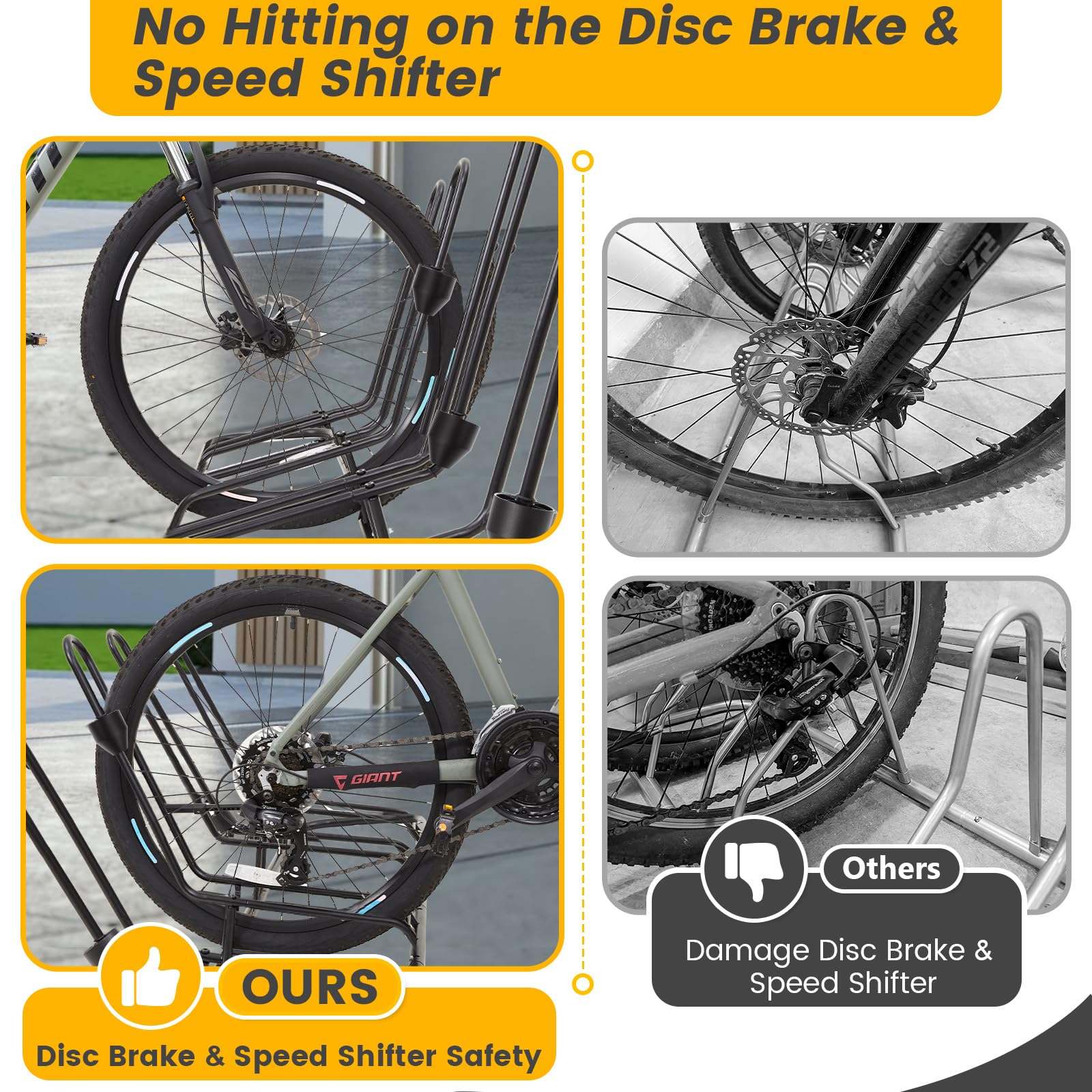Kingarage four-bike rack side view highlights adjustable buckles for diverse bikes.
