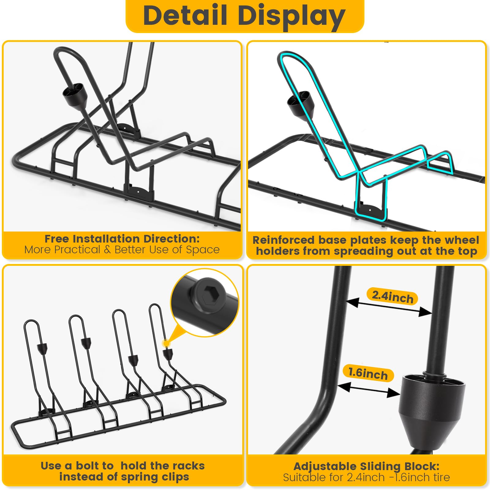 Kingarage four-bike rack stable-base ensures bikes stay upright.