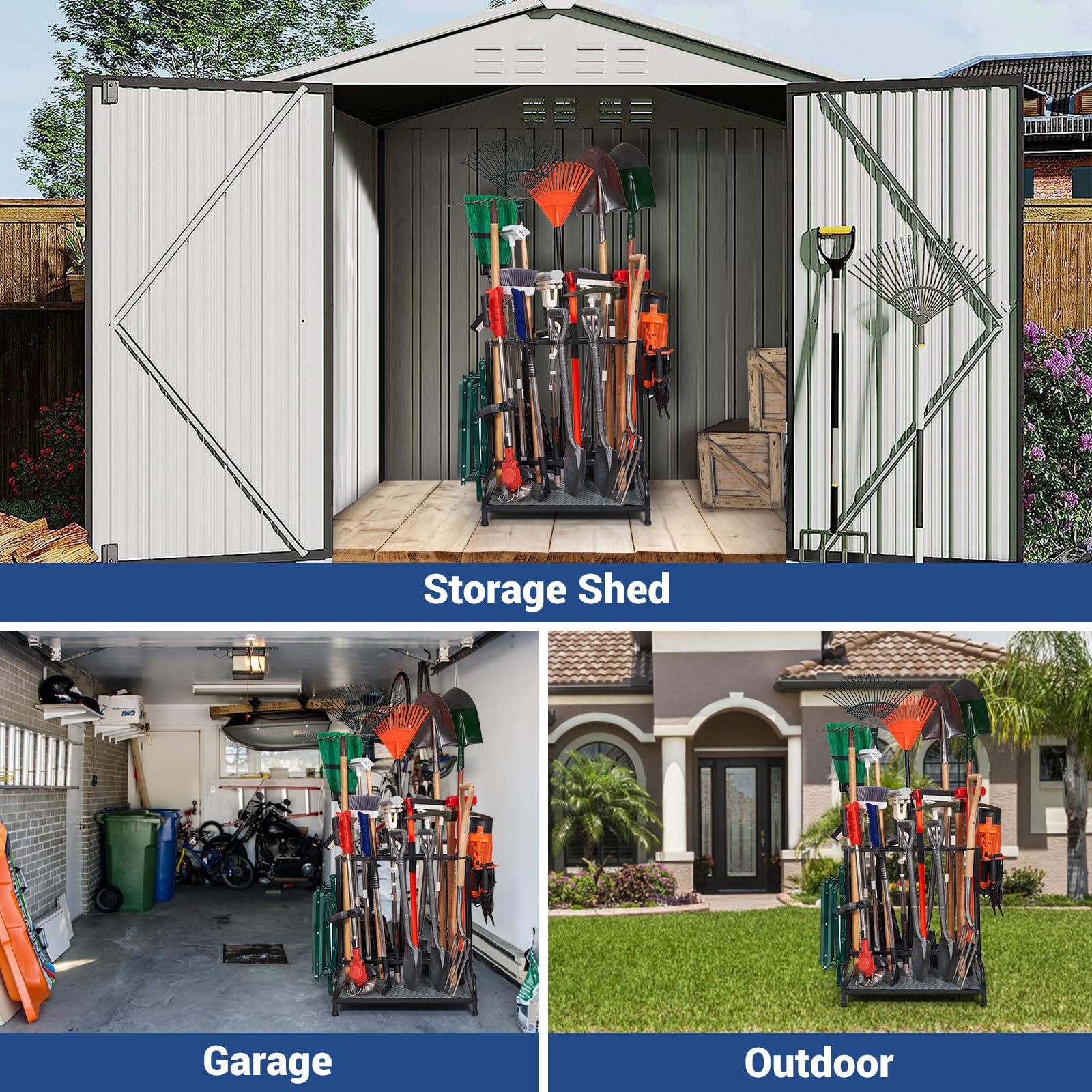 Kingarage rack shows movable and fixed hooks for flexible arrangement