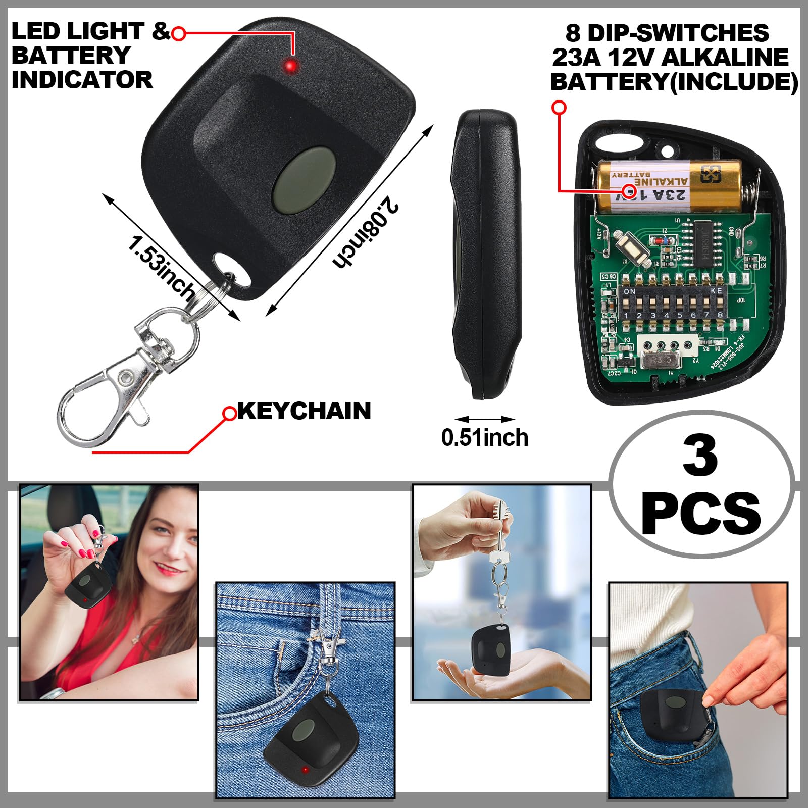 Kingdder Delta 3 compatible remote shown with keychain, portable use.