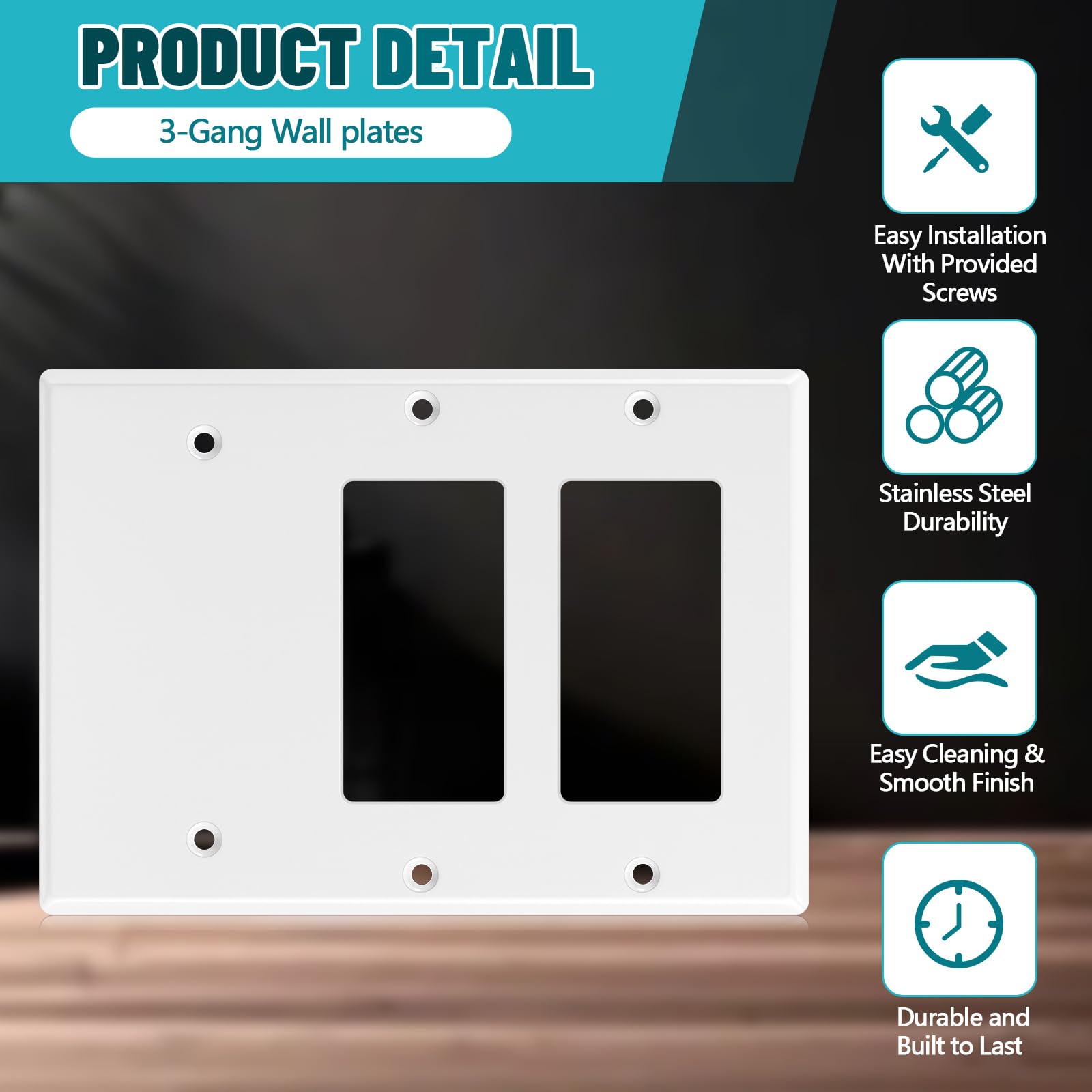 Kingdder stainless steel wall plate resists corrosion with a durable semi-gloss finish