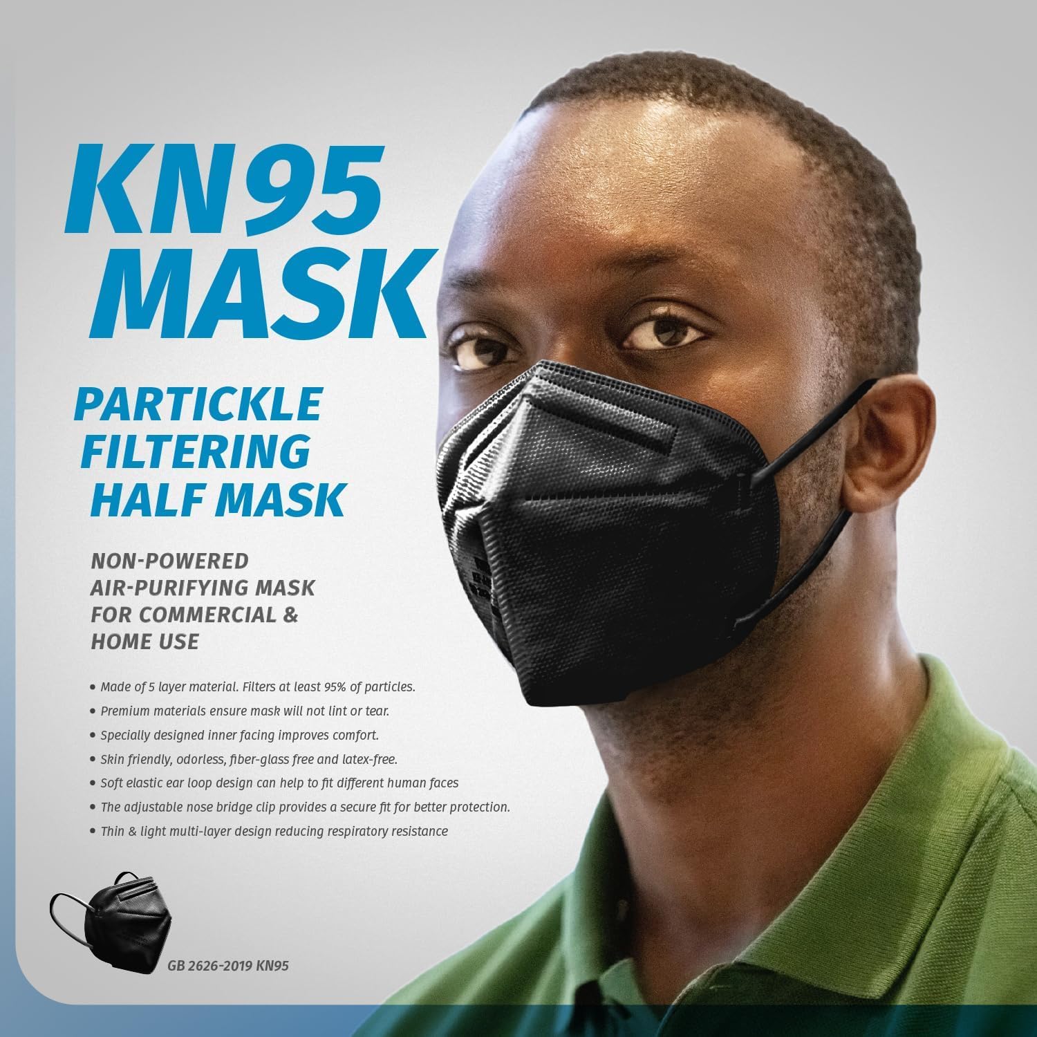 Kingfa KN95 mask nose clip shows secure metal adjustable nose bridge