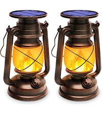 KINGLEAD solar lantern with flaming flame creates cozy outdoor evenings.