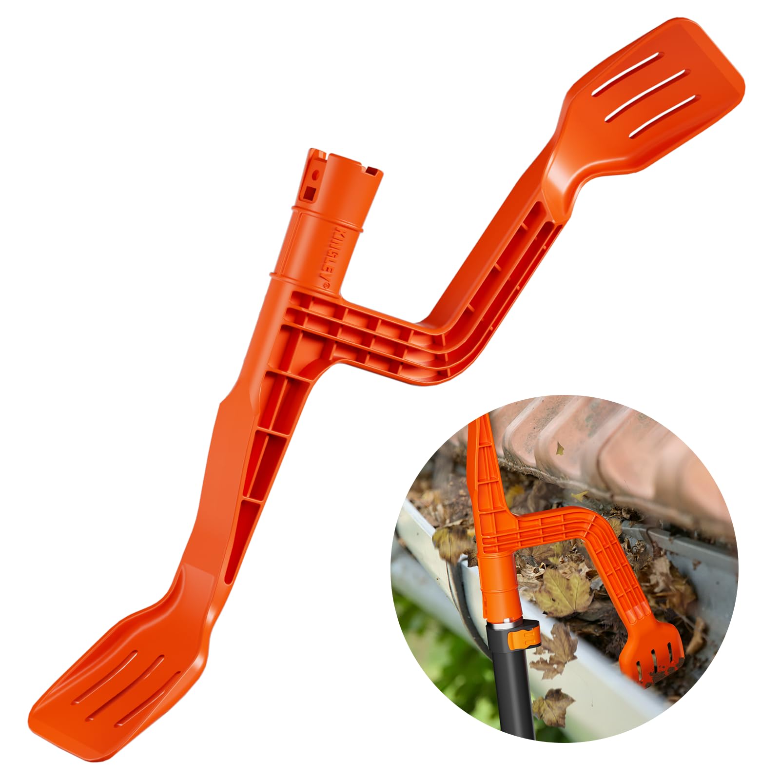 KINGLEV gutter cleaner tool for ground-use clears gutters quickly with ease.