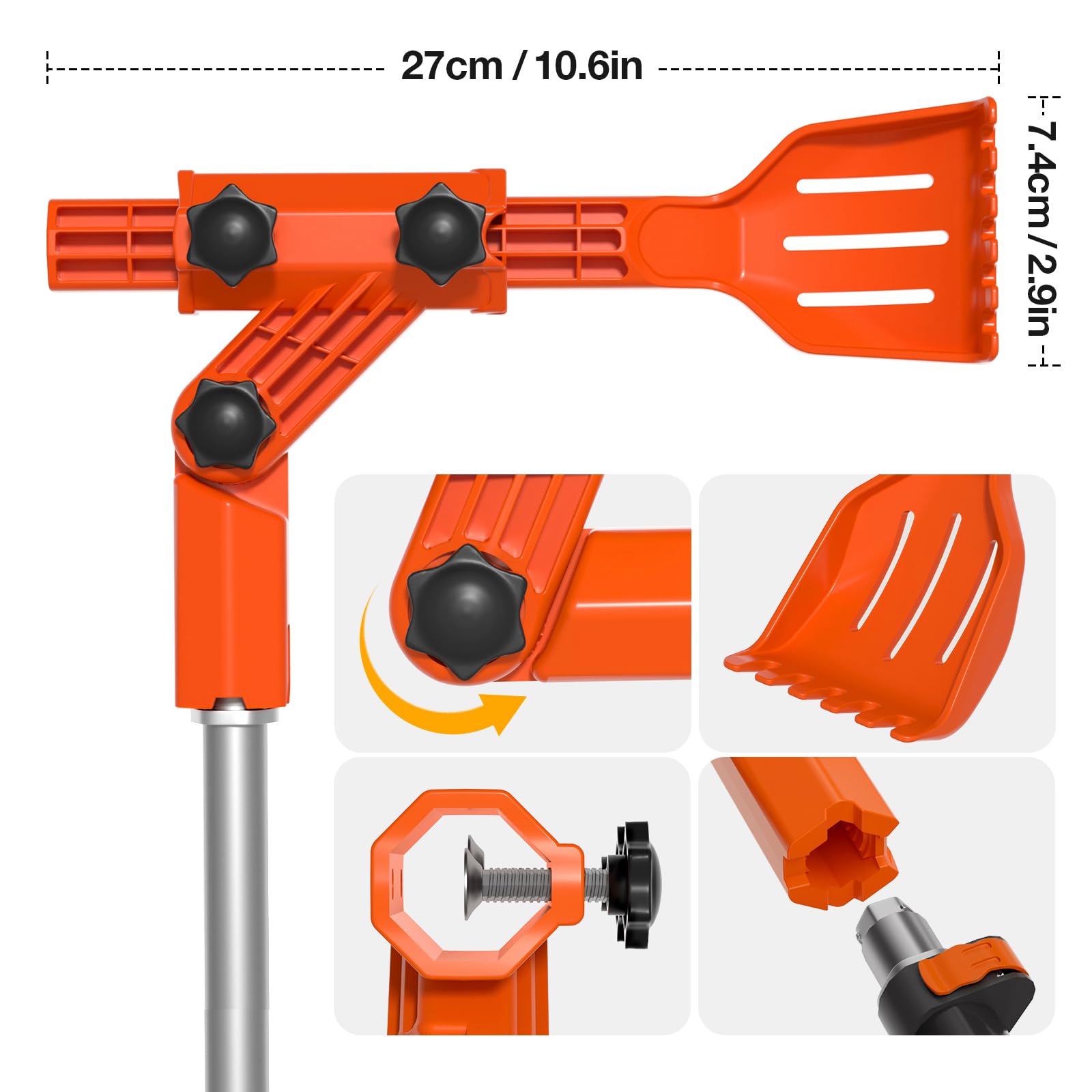 KINGLEV gutter rake clears leaves over guards for faster cleanup