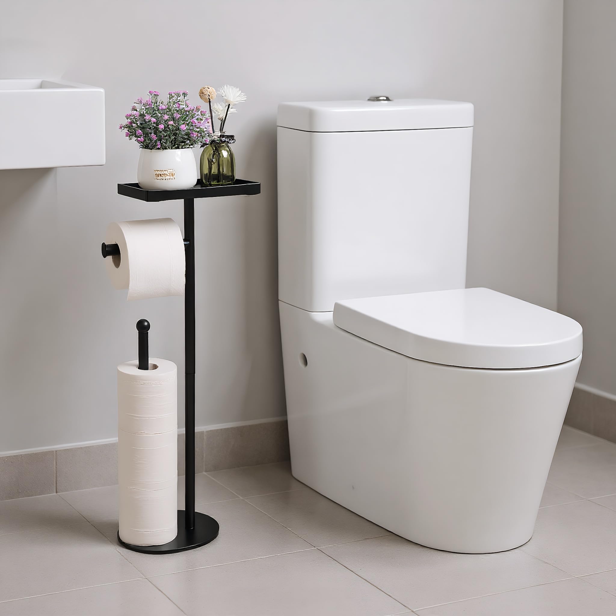 Kingmate holds five rolls for quick restocking and minimal bathroom clutter.