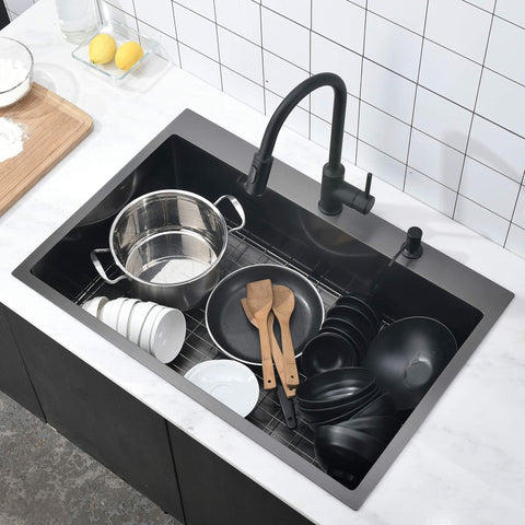 Kingo Home 18-gauge deep single bowl image for easy washing of pots and pans