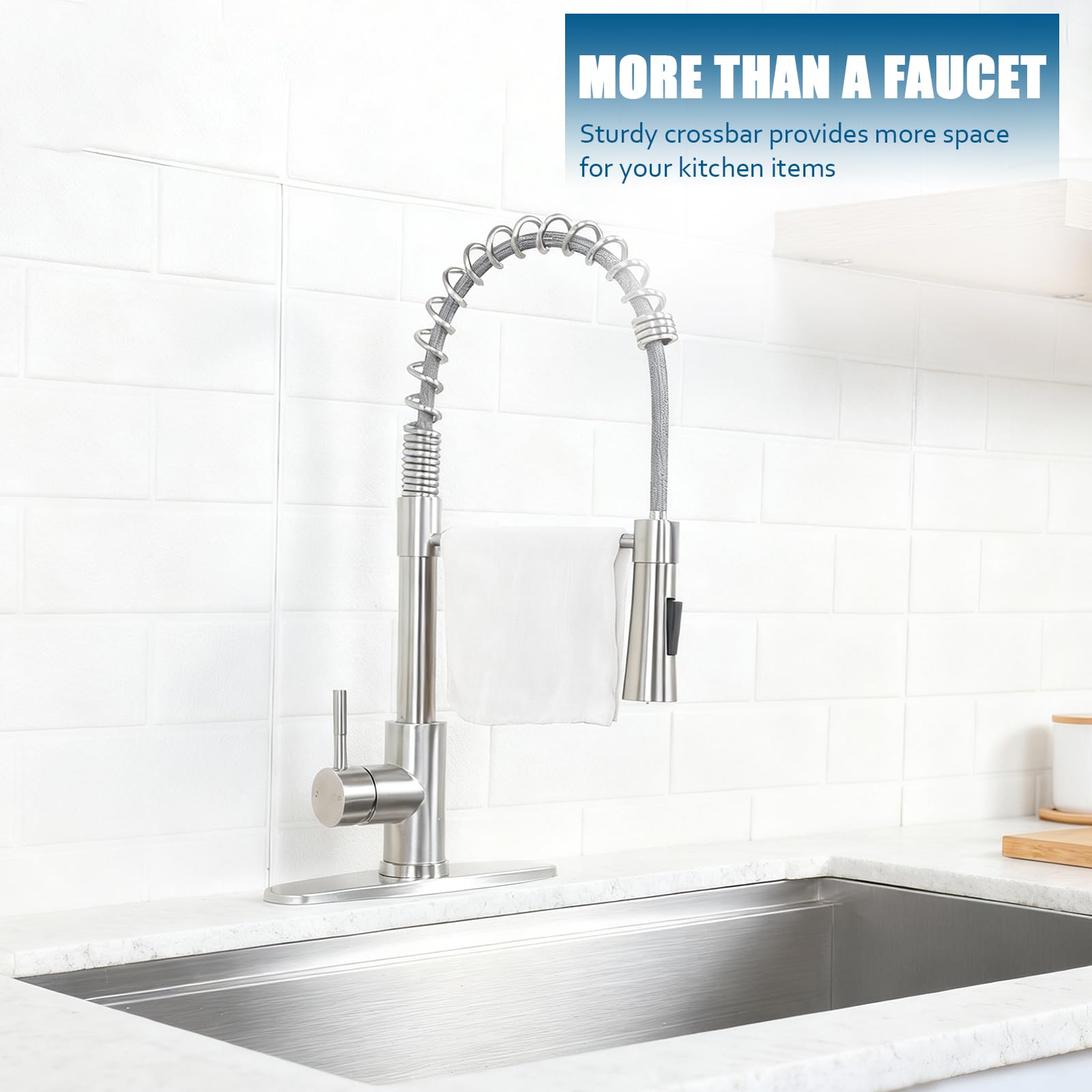 Kingo Home high-spout design provides extra clearance under cabinets