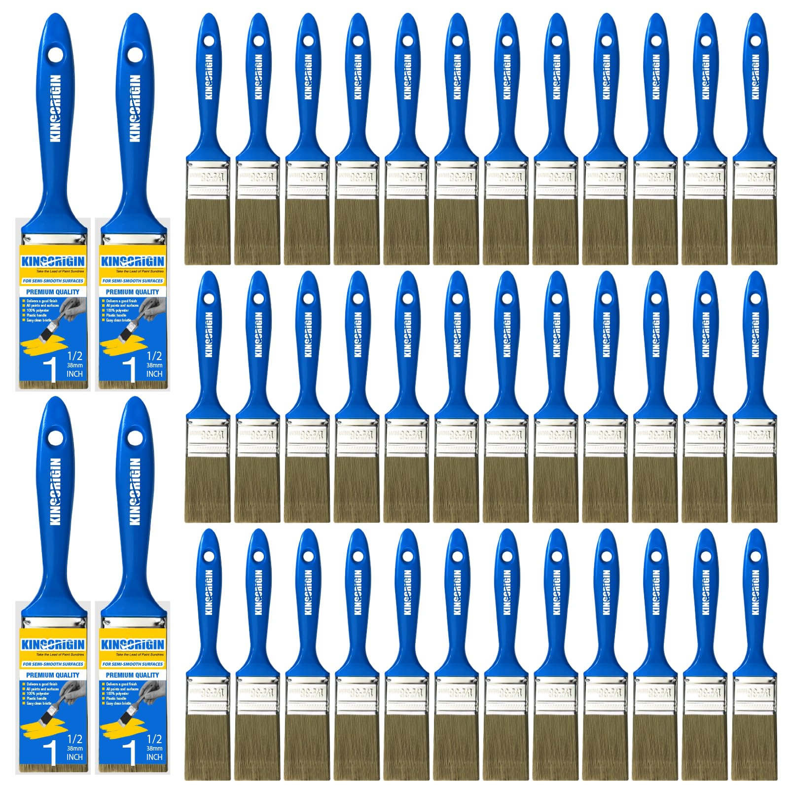 KingOrigin 1.5-inch flat brush set for smooth, even coverage on walls and furniture