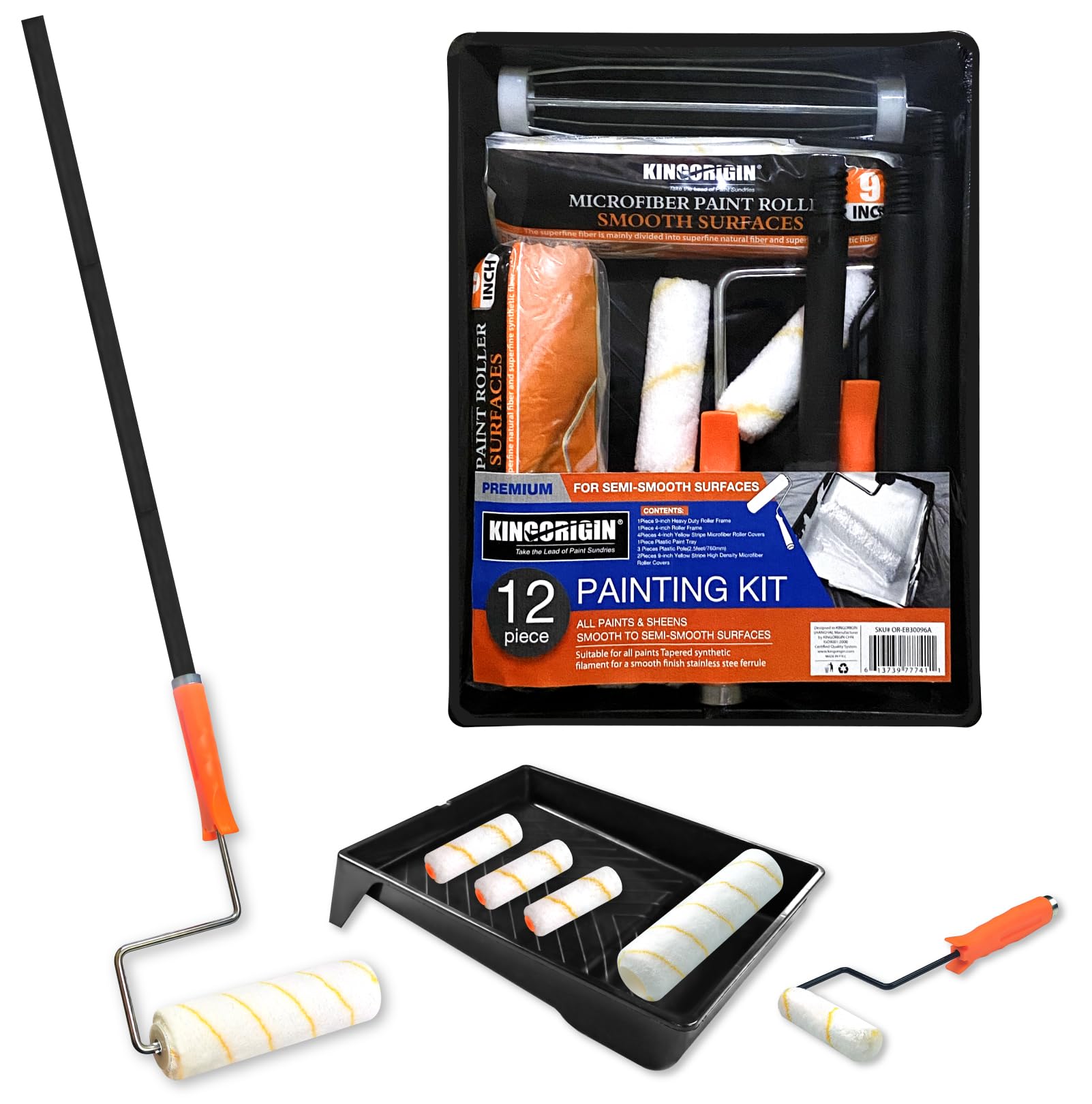 KingOrigin 3ft extension pole extends reach for high walls.