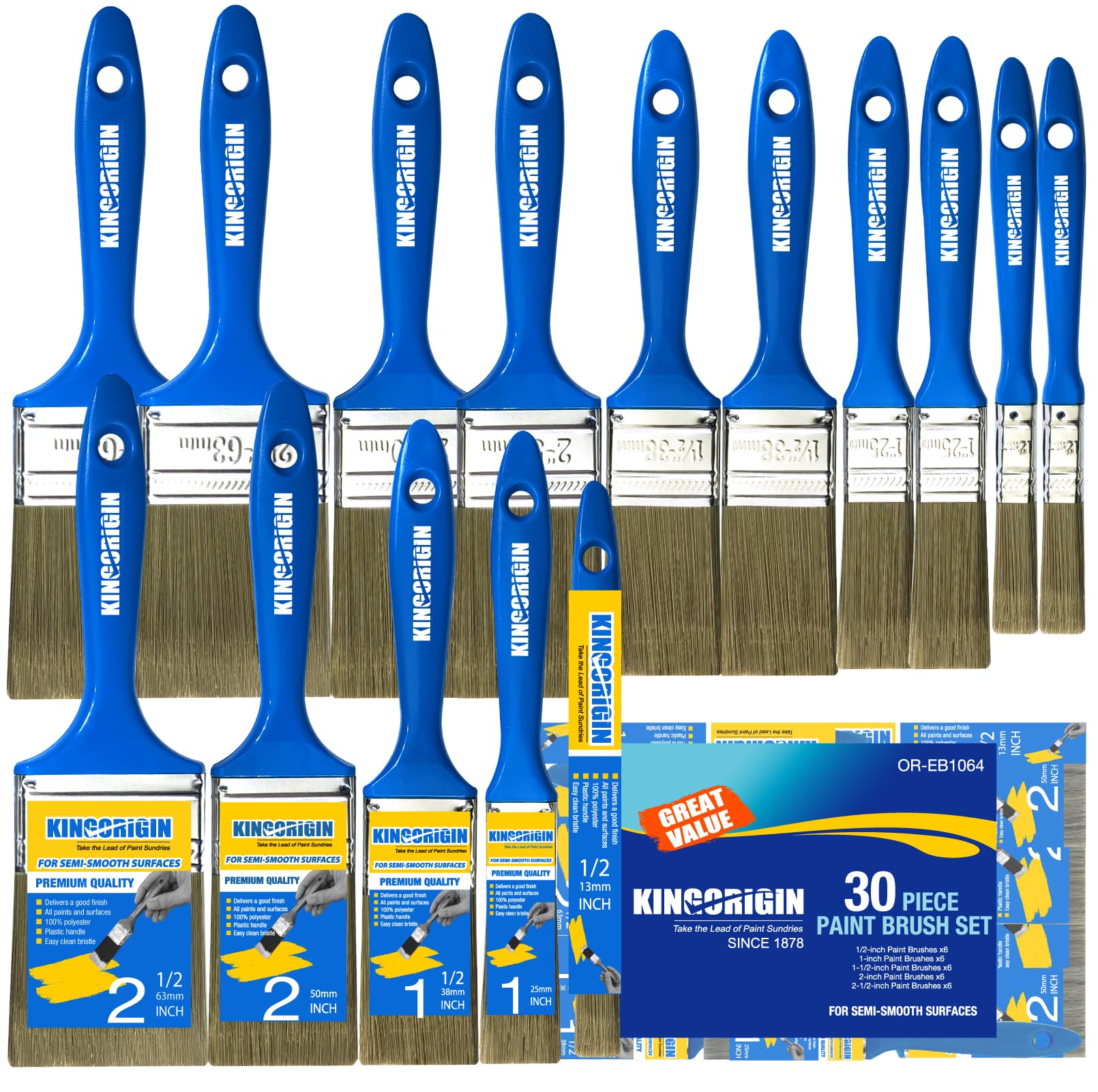 KingOrigin brush set 0.5 inch detail work for edges and corners