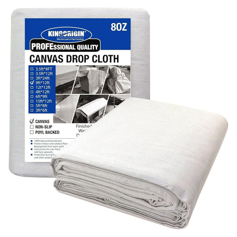 KingOrigin Canvas Drop Cloth 9x12 keeps painting areas clean with durable cotton protection.