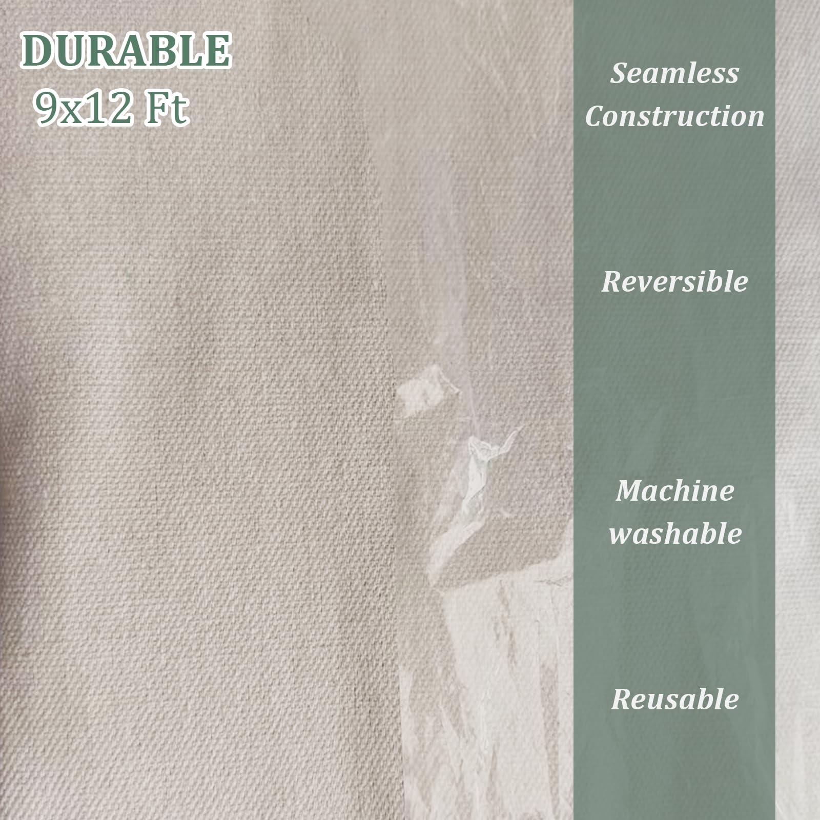KingOrigin Canvas Drop Cloth with double stitched hems guards floors and furniture.