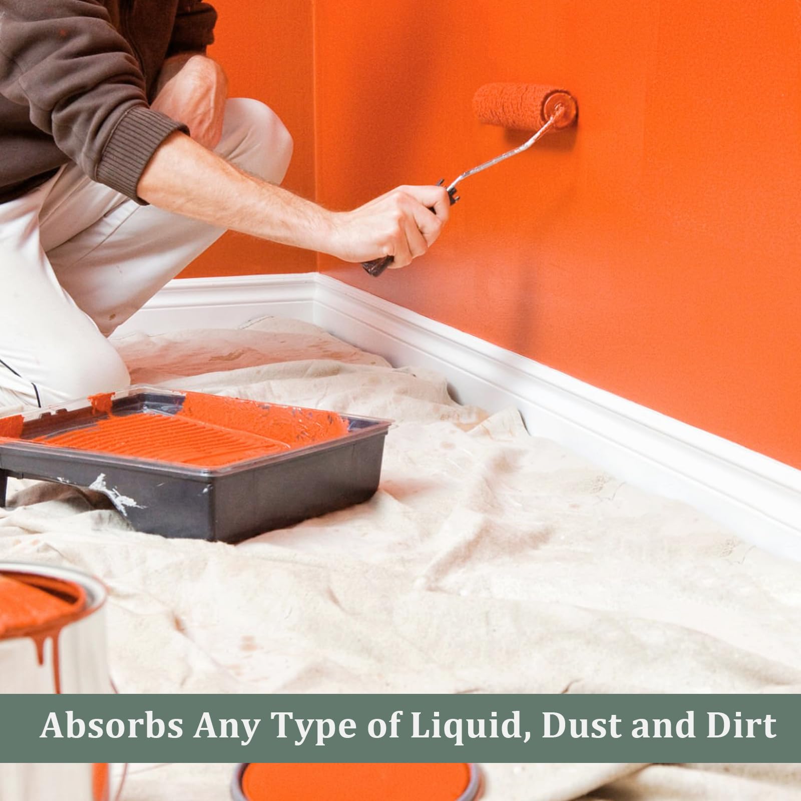KingOrigin Canvas Drop Cloth folds to fit small spaces and can be cut to size.
