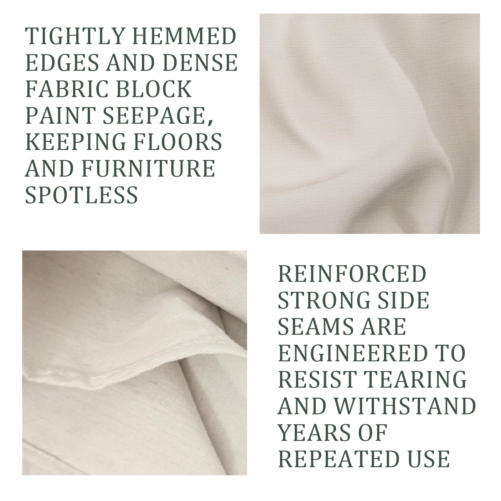KingOrigin Canvas Drop Cloth protects walls and floors from paint splatters and dust.