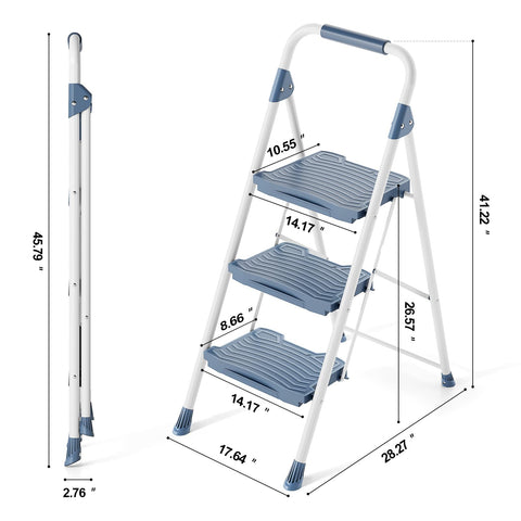 KINGRACK 3-step ladder shown in kitchen or garage use.