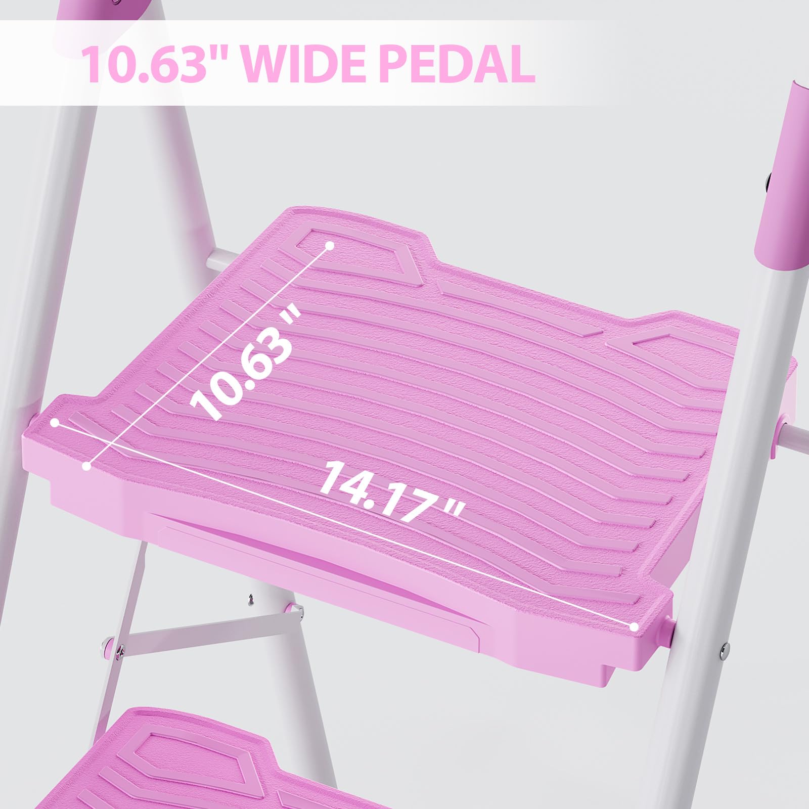 KINGRACK 3-step pink ladder side with handrail for secure ascent