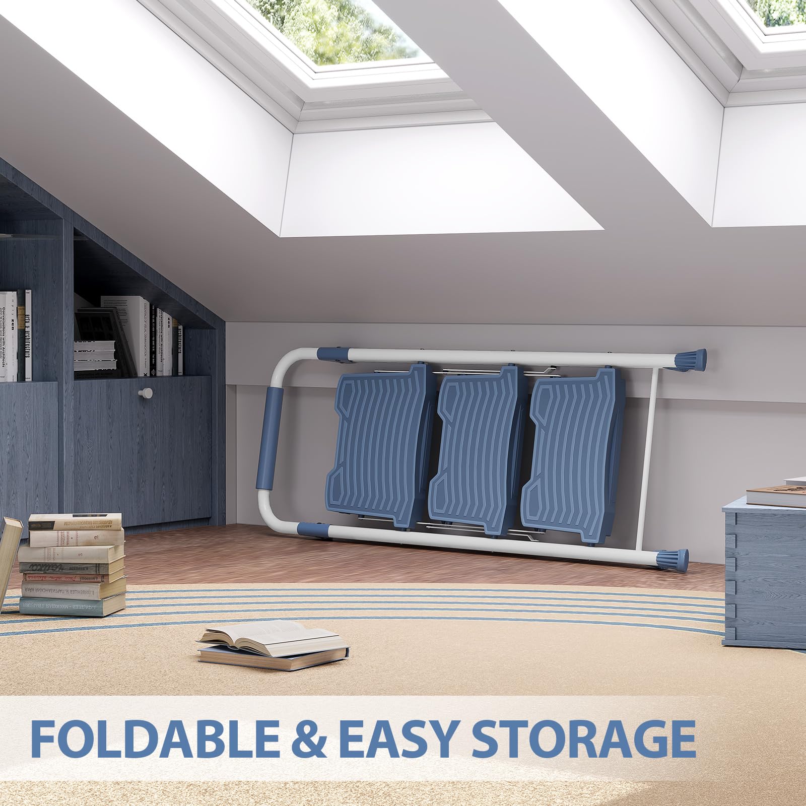 KINGRACK 3-step ladder with back cross design for added safety.