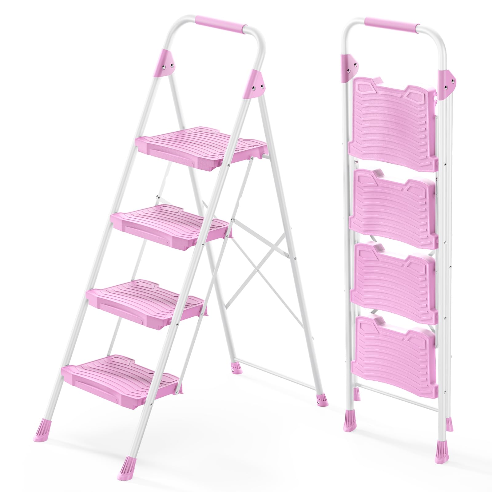 KINGRACK 4-step pink ladder extended for safe reach