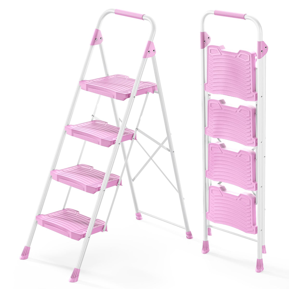 KINGRACK 4-step pink ladder extended for safe reach