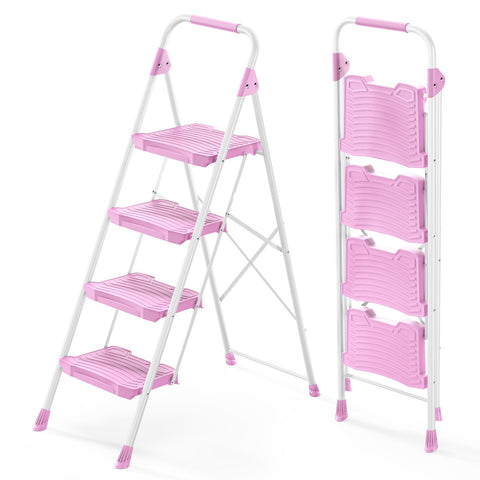 KINGRACK 4-step pink ladder extended for safe reach