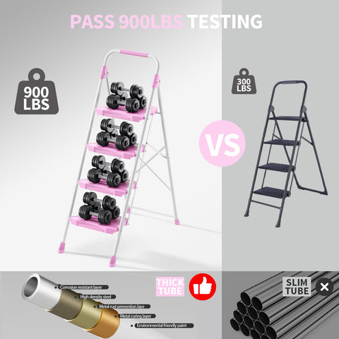 KINGRACK 4-step ladder with ergonomic handrail for safe grip