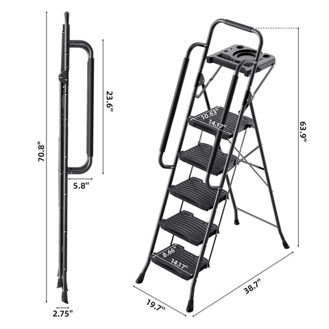 Kingrack 5-step ladder for home, garage, and outdoor tasks.