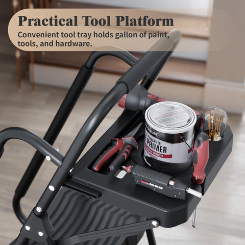 Kingrack 5-step ladder horseshoe feet provide anti-slip stability.