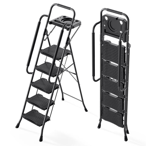 Kingrack 5-step ladder with tool platform for easier DIY projects.