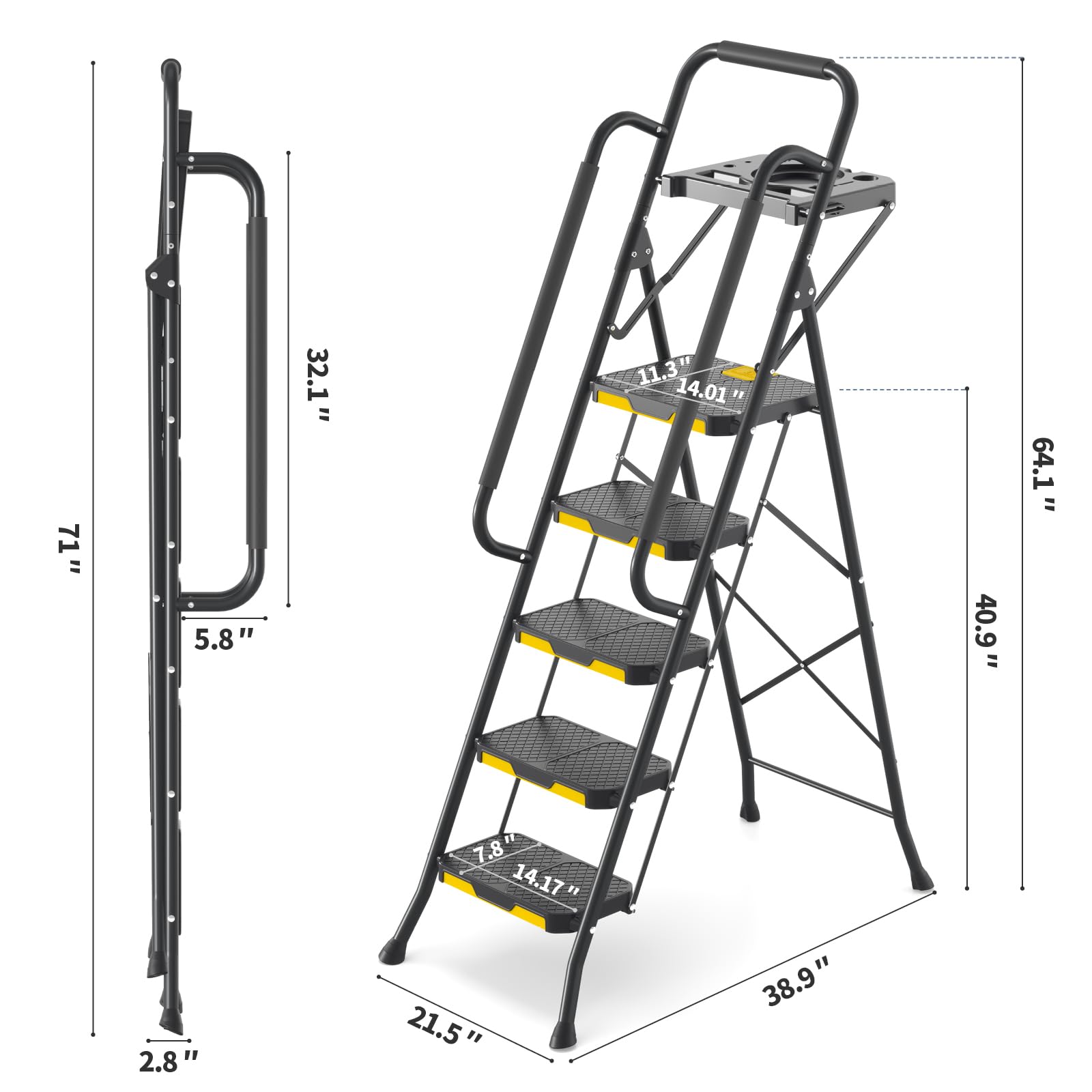 KINGRACK anti-slip feet keep the ladder stable on various surfaces.