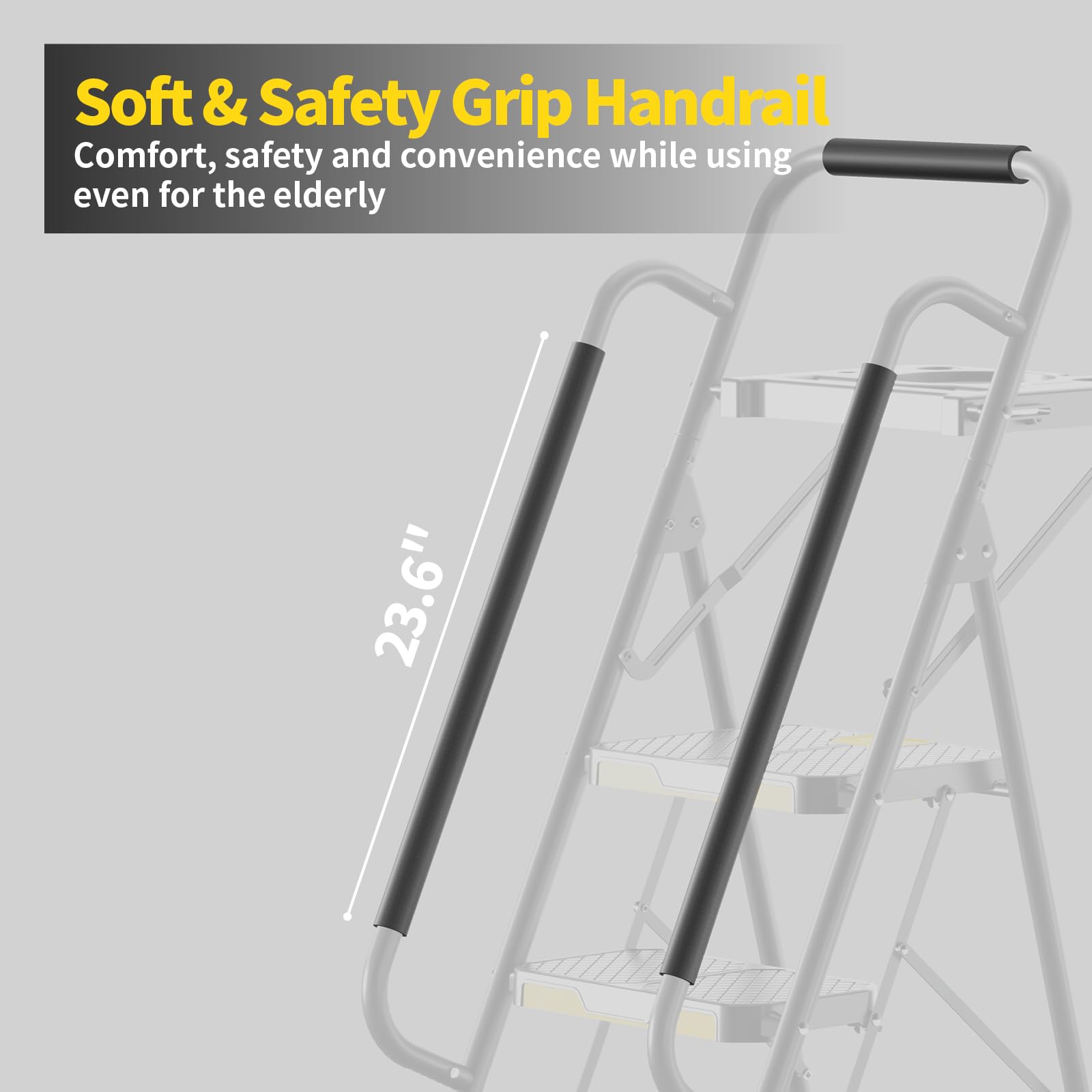 KINGRACK foam-handled rails offer comfortable grip climbing and descending.
