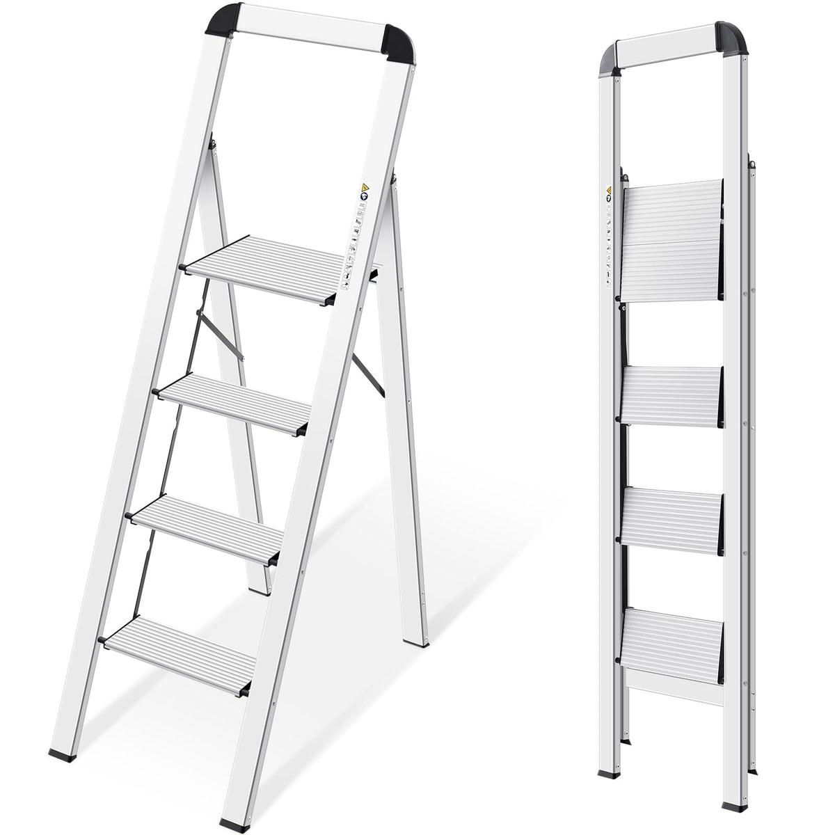 KINGRACK 4-step ladder front view; lightweight and durable for easy reach