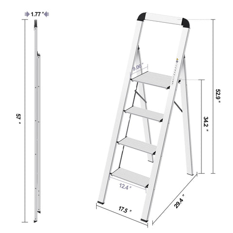 KINGRACK 4-step ladder handrail close-up; comfortable grip during tasks