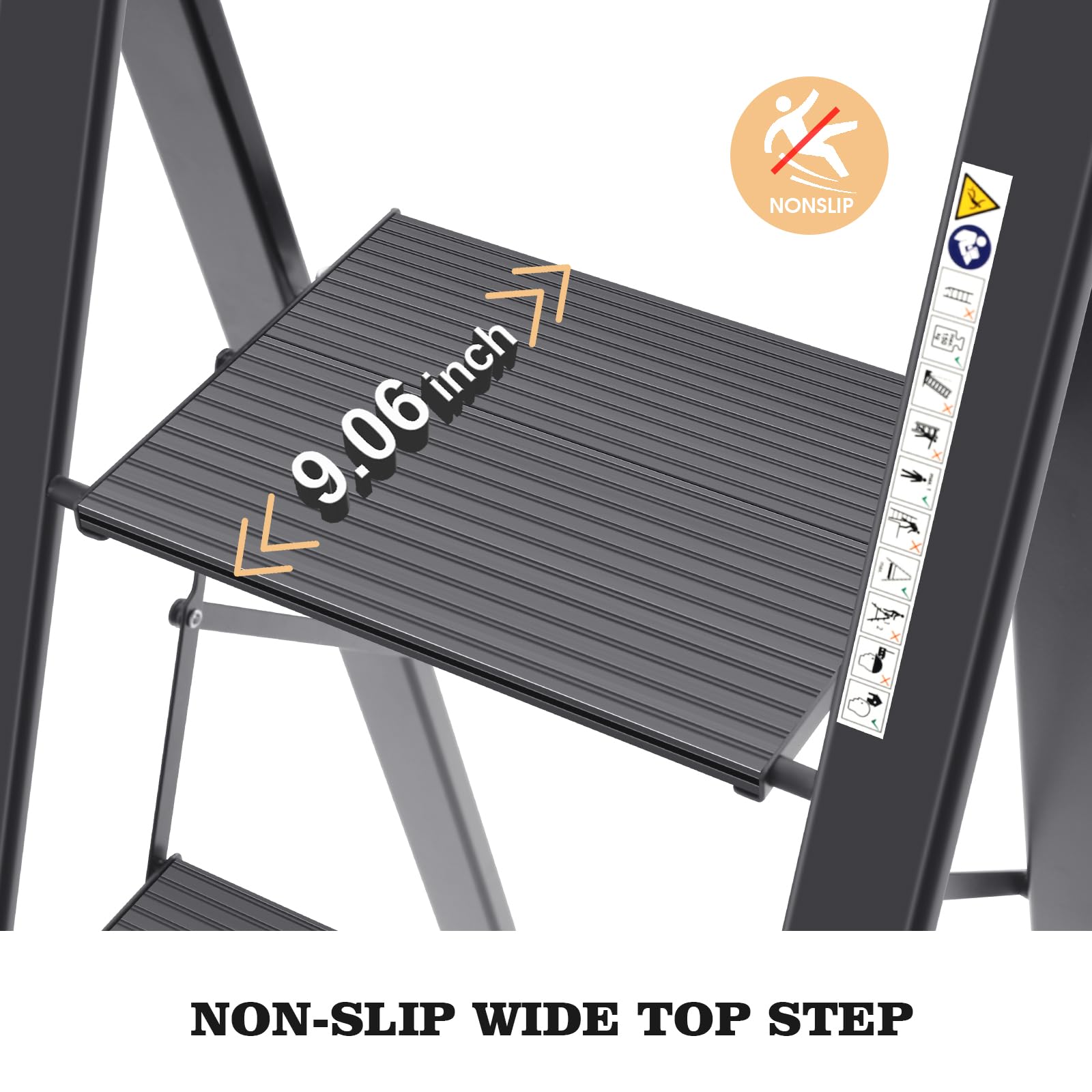 KINGRACK aluminium 4-step ladder open showing stable stance for higher reach.