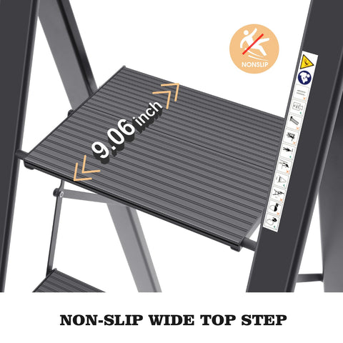 KINGRACK aluminium 4-step ladder open showing stable stance for higher reach.