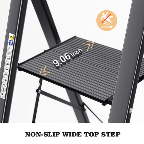 KINGRACK aluminium 5-step ladder folded for compact storage in small spaces