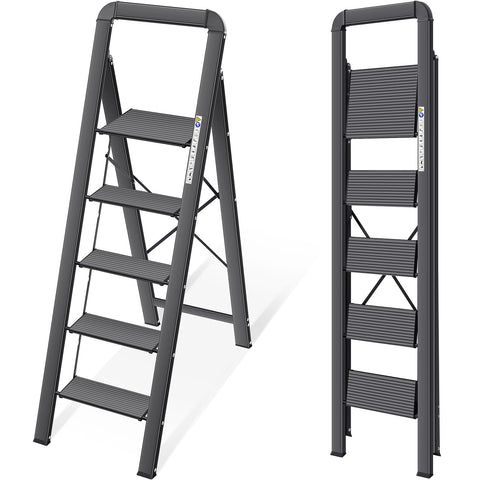 KINGRACK aluminium 5-step ladder stand-alone for easy reach