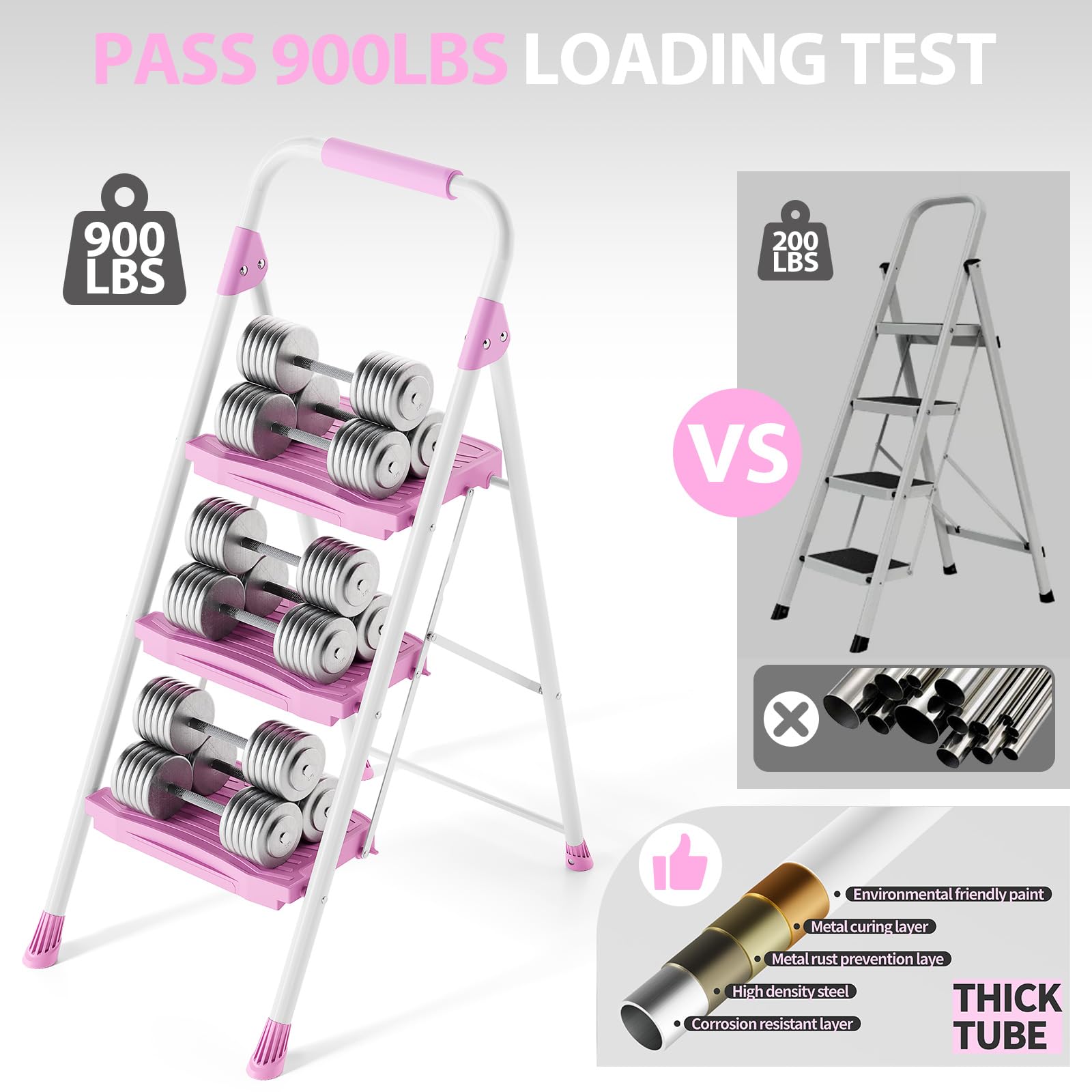 KINGRACK foldable ladder stores compactly in tight spaces