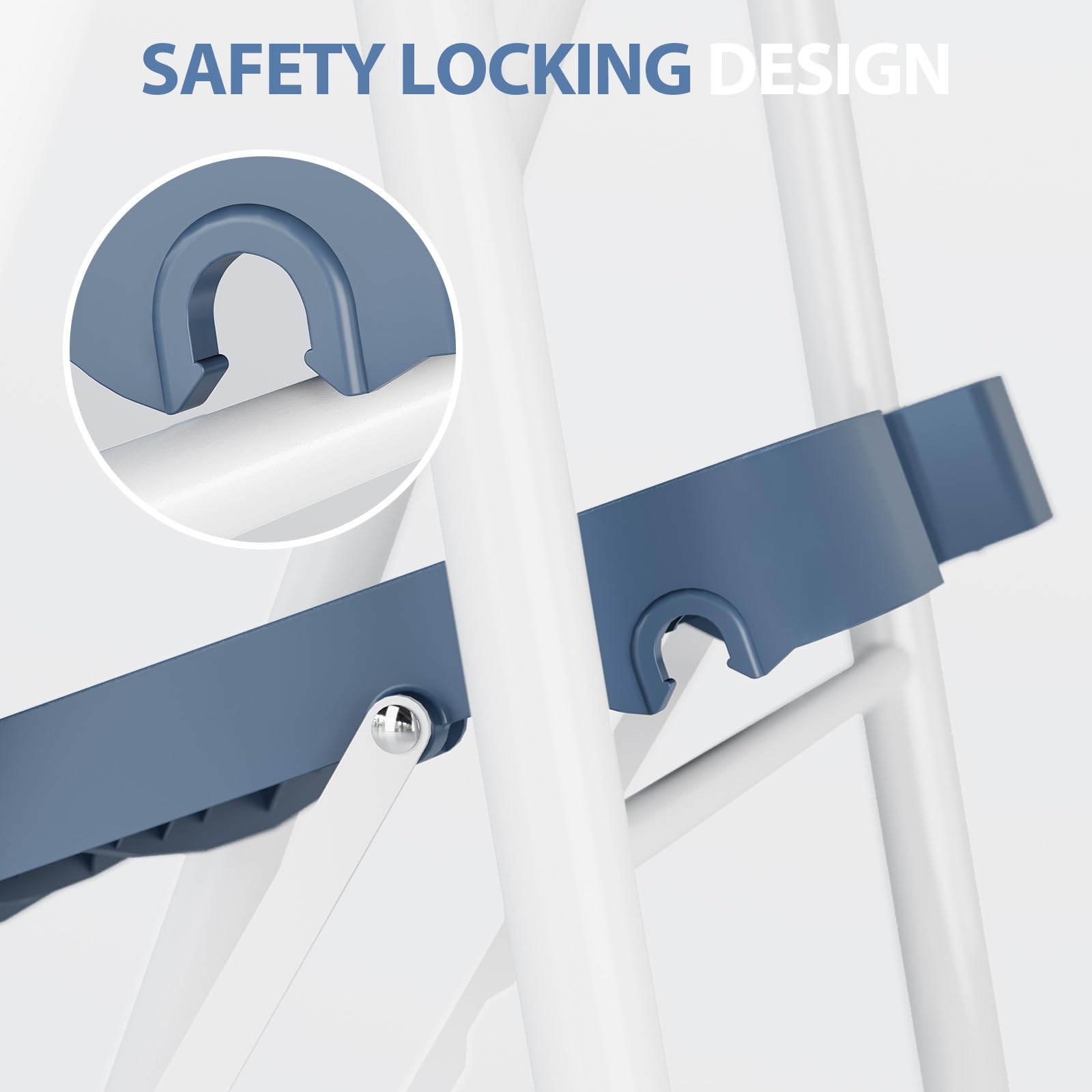 KINGRACK folded 3-step ladder blue for compact storage.