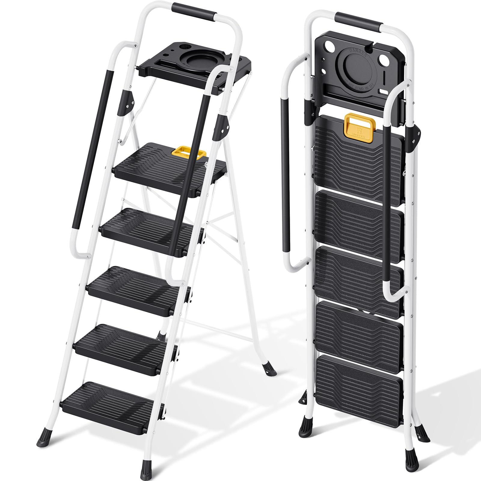 KINGRACK folding 5-step ladder with safety lock, ready for high reach tasks