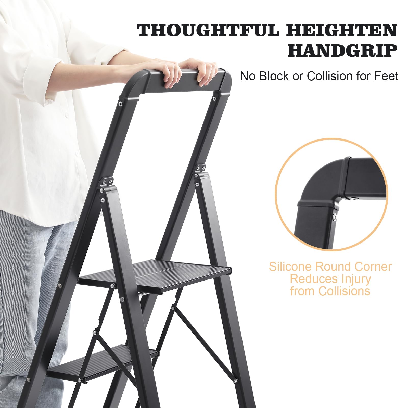 KINGRACK handrail design adds stability during cleaning tasks.