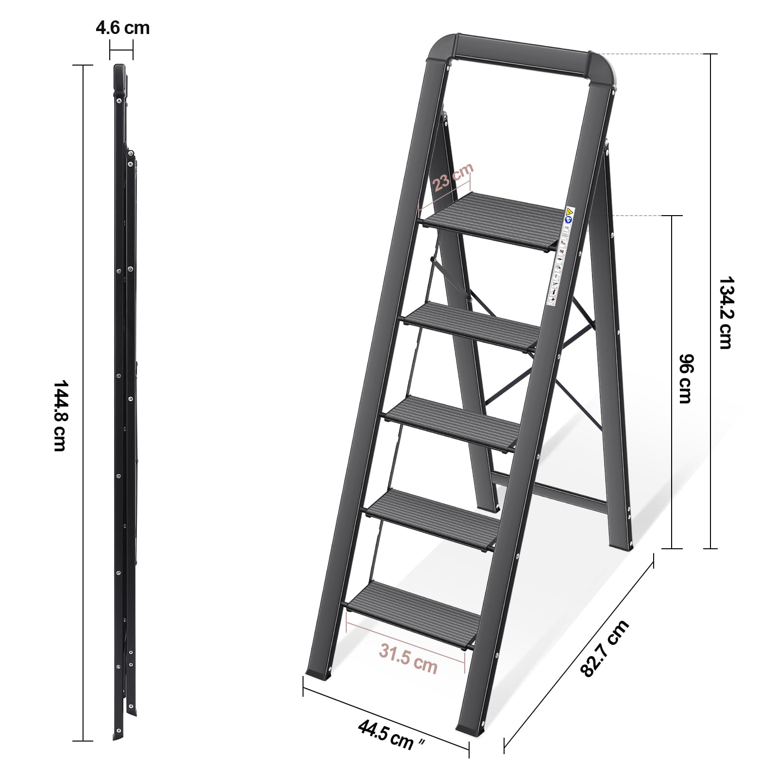 KINGRACK ladder in kitchen setting demonstrates versatile cleaning and organizing use