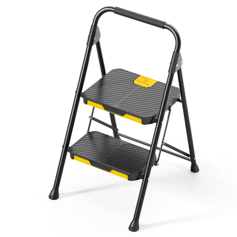 KINGRACK two‑step ladder with safety lock for secure unfolding