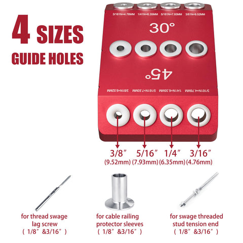 Different hole sizes on Kingson fixture for cable sleeves and screws