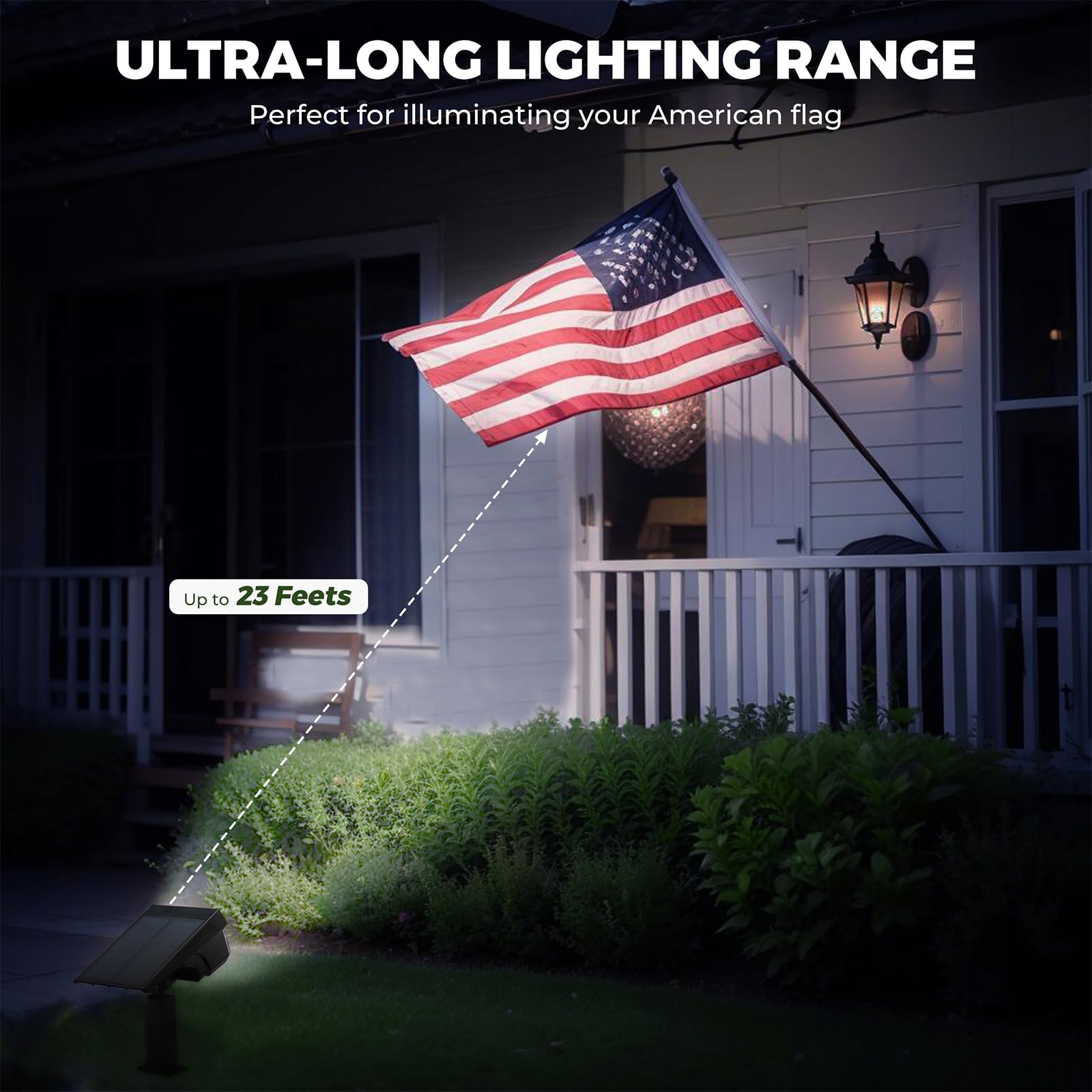 Kingsyard solar lights with 47 LEDs delivering bright cool-white illumination.